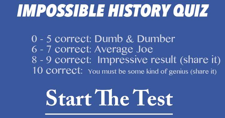 Banner for Impossible History Quiz. Start The Test