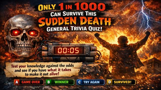 Banner for Only 1 in 1000 Can Survive This Sudden Death General Trivia Quiz!