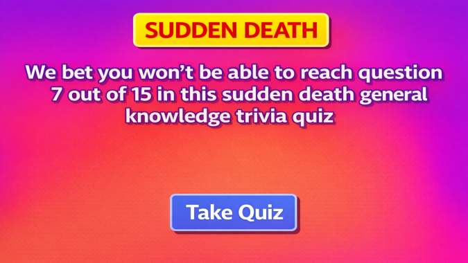 Banner for Sudden Death Quiz  with 15 trivia Questions